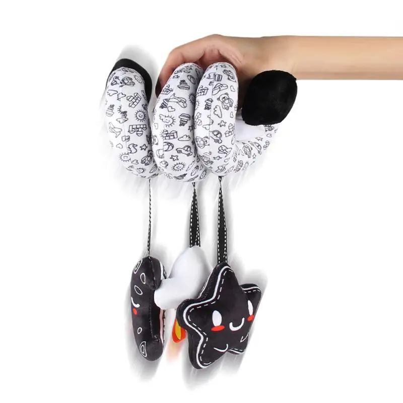 Jouet en peluche d'activité de poussette, jouet en peluche sensoriel à contraste élevé avec cloche, stimule les sens, fournitures interactives pour tout-petits