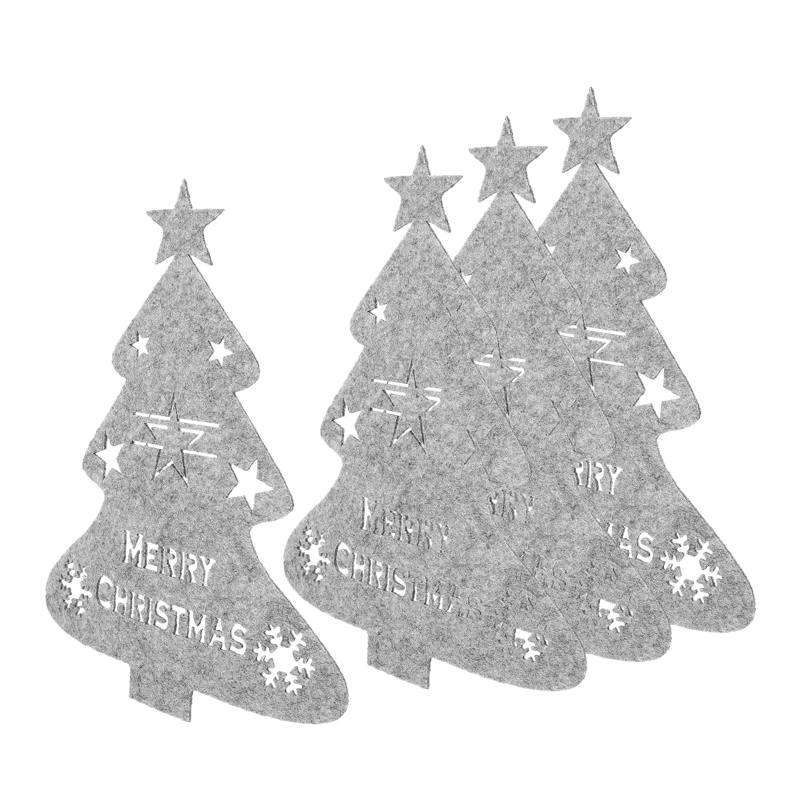 

4 Pcs Christmas Decor Snowflake Letter Cutlery Set Xmas Tree Bag Holder Felt Silverware Festival Grey Supplies