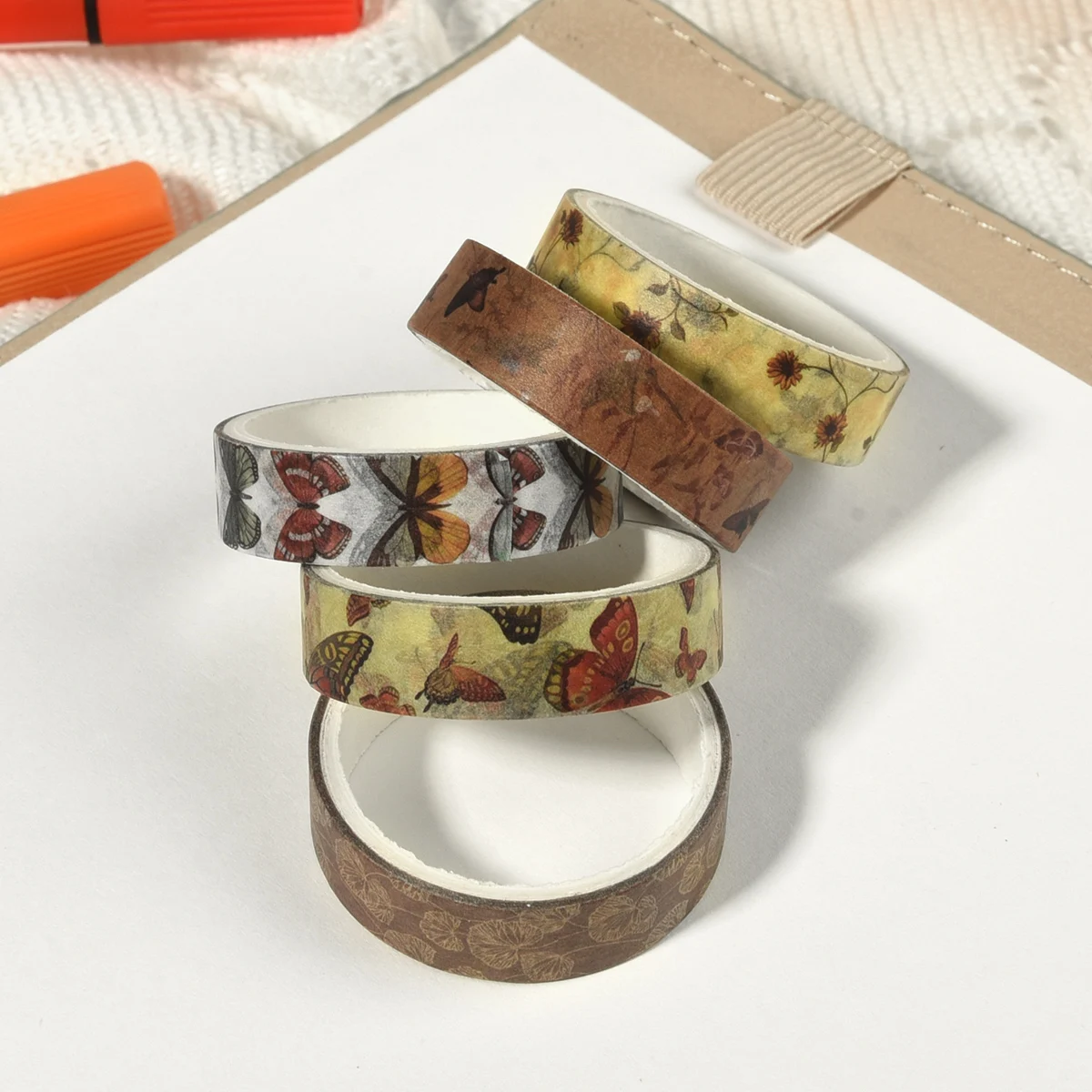 5 Rollen Frühlings-Blumen-Washi-Tapes, bunte Blumen, Aquarell, Pflanzen, Abdeckband, Scrapbooking, selbstklebend, DIY, Tagebücher, Basteln