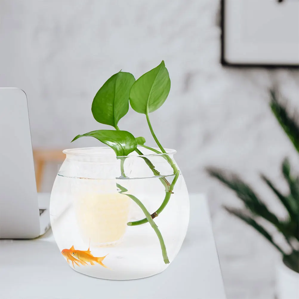 

Fish Tank Goldfish Bowl Unbreakable Desktop Small Aquarium Mini Betta Tank Shatterproof Clear Plastic Spherical Durable