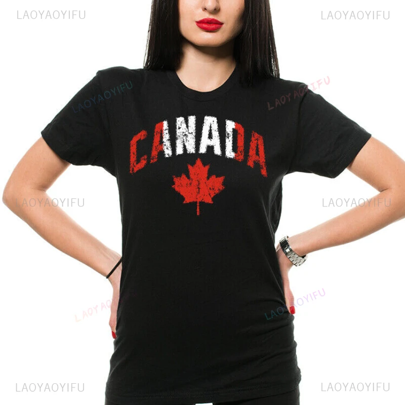 Canada Graphic T-shirt Vintage Canada Maple Leaf Flag T-shirt Canadian Heritage National Day High Quality Cotton Tee Camisetas