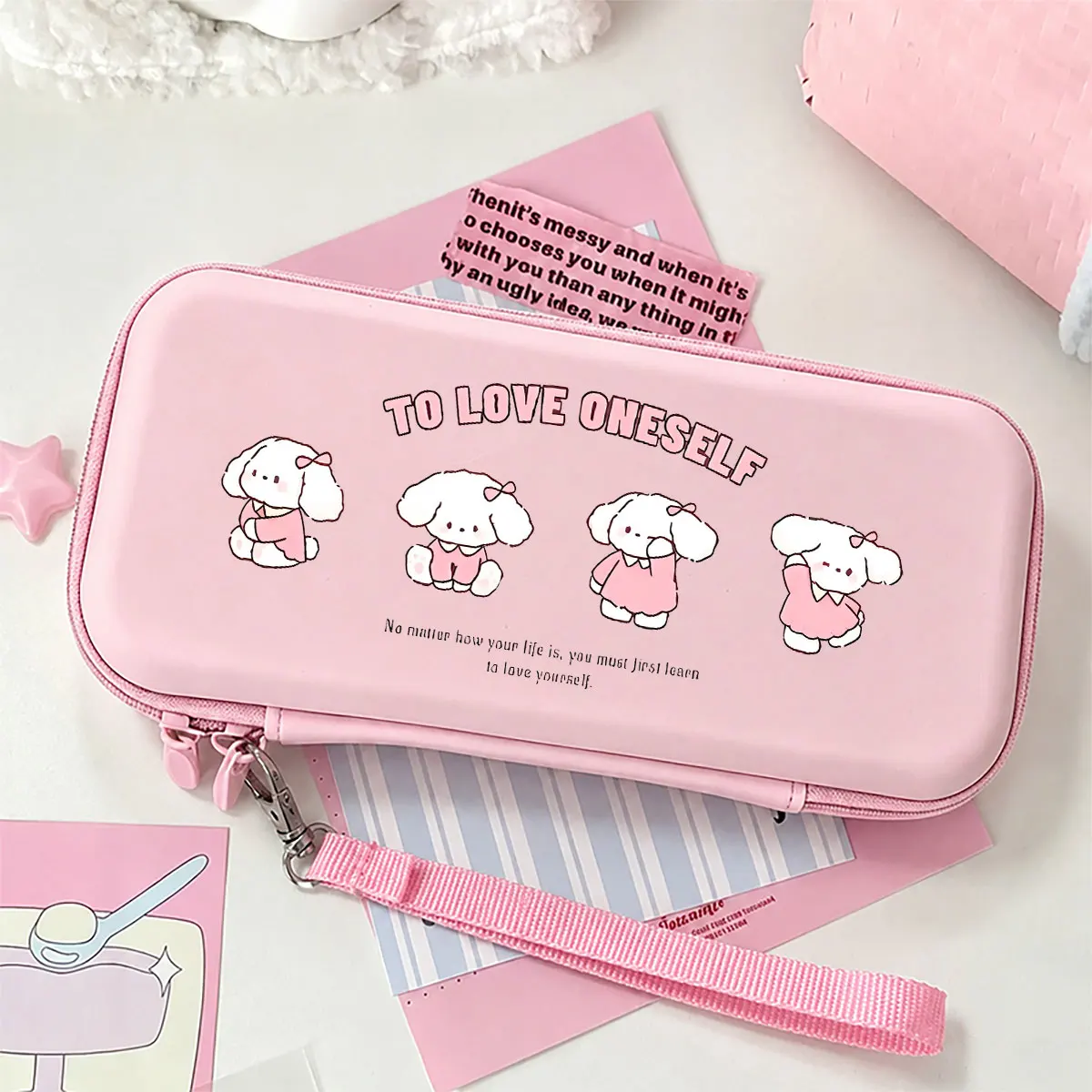 Macaron Color Hard Storage Bag Portable Travel Gaming Accessories Storage Bag for Nintendo Switch Lite/OLED With Mesh Pockets
