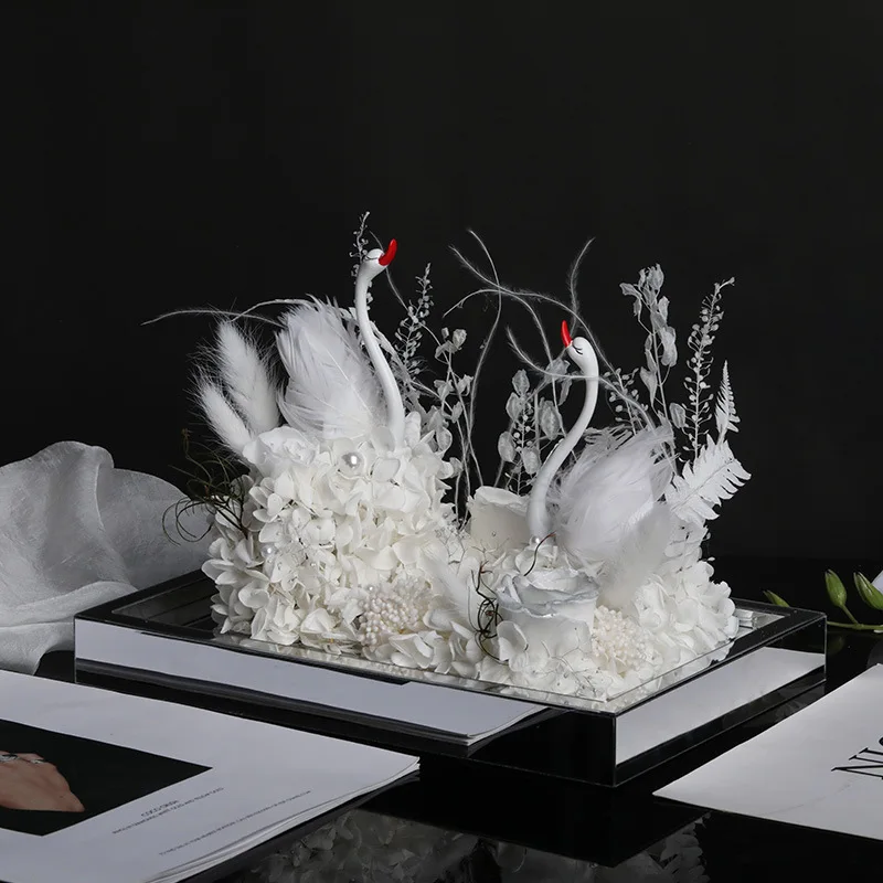 

Eternal flower, mirror, creative, light luxury, handmade, white swan Qixi Festival for lovers