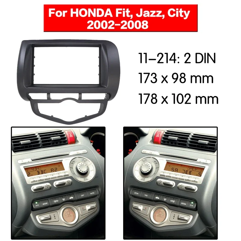 

2 Din Panel Car Radio DVD Player Adaptor Frame Fascia For Honda Jazz Fit Auto AC LHD 2002-2008 Dash Mount Trim Kit