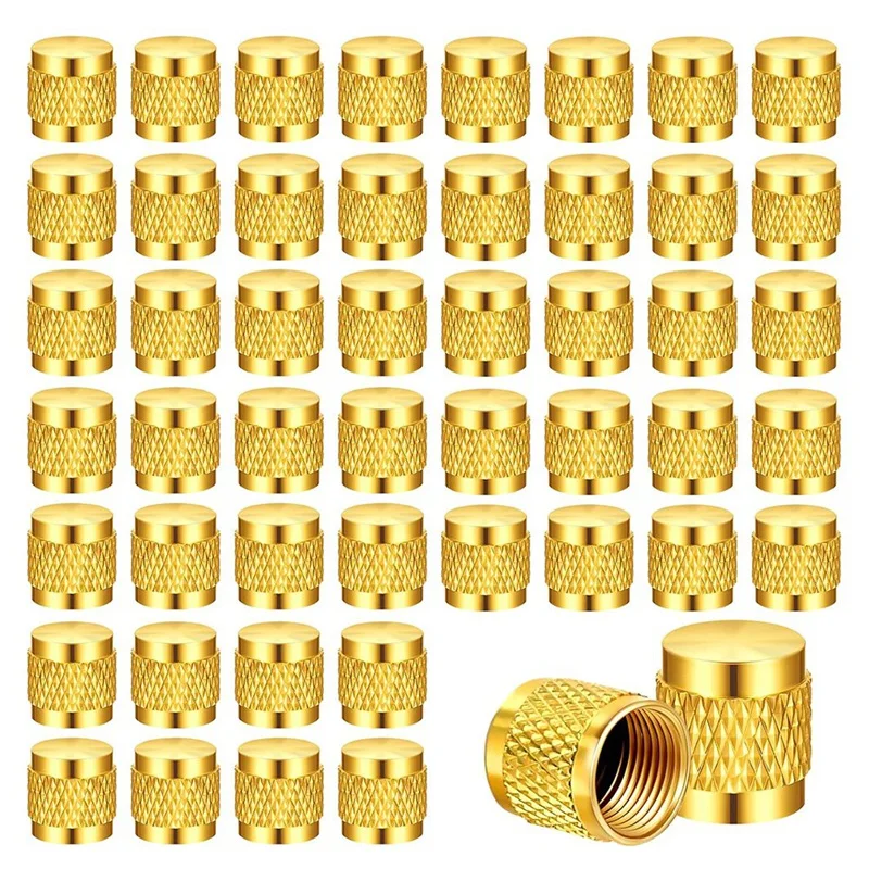 50 Pcs 1/4Inch Brass Flare Cap, Solid Brass Caps With Neoprene O Ring Seal, 1/4Inch SAE HVAC Valve Caps