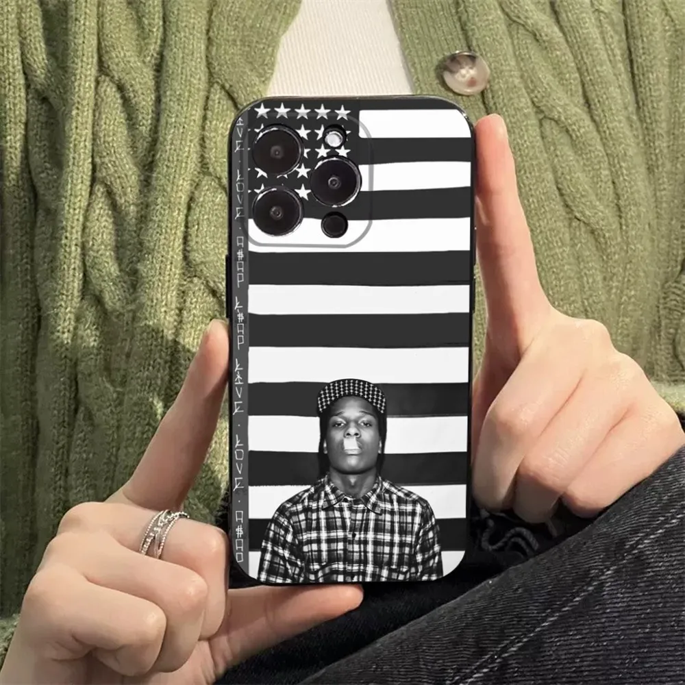 A-A$AP R-Rocky Rapper Phone Case for Apple iPhone, 13, 14,13,12,11,XS,XR,X,8,7,Pro,Max,Plus, Mini Silicone Cover, Black