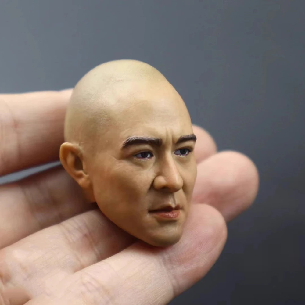 1/6 Asia The Chinese Kung Fu Bald Version Male Man Jet Li Huang Fei Hong Head Sculpt Carving Model For 12