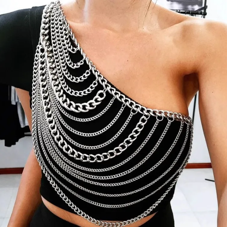 

Handmade Chain Shoulder Chain Metal Chain Multi Layer Splicing Body Chain Waist Chain Top Waist Chain Double Wear