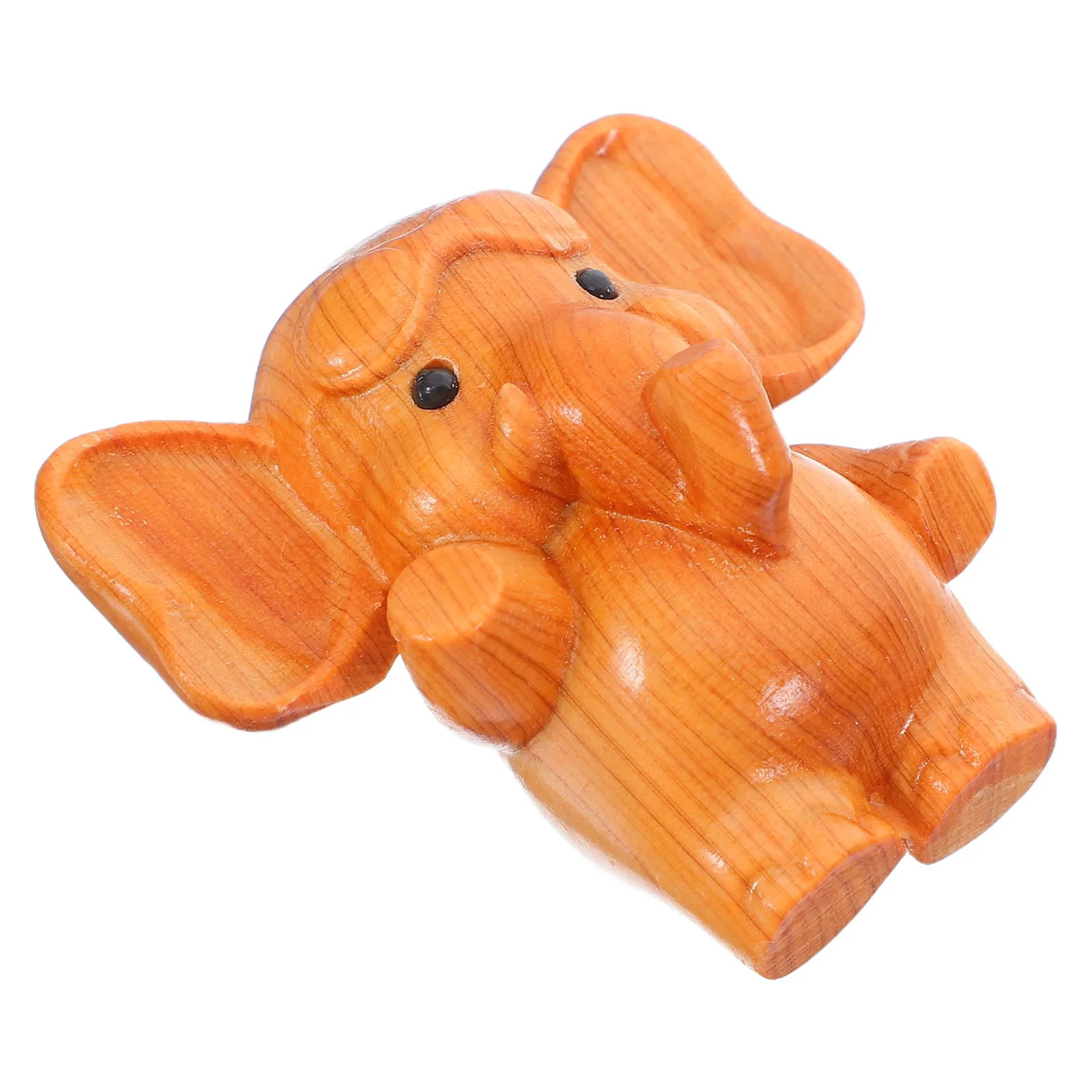 

Wooden Elephant Handcrafted Solid Wood Carving Mini Animal Sculpture Home Decor Office Tabletop Decoration Gift