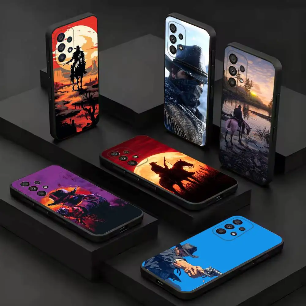 Coque de protection souple noire pour Samsung Galaxy S26 S25 S24 S23 S22 30 21 10 9 Ultra Plus Lite FE, jeu Red Dead Redemption 2