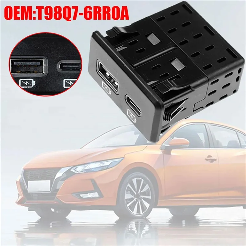 AB61-Auxiliary Port USB Socket Adapter Car Interface T98Q7-6RR0A T98Q76RR0A 795405062 For Nissan