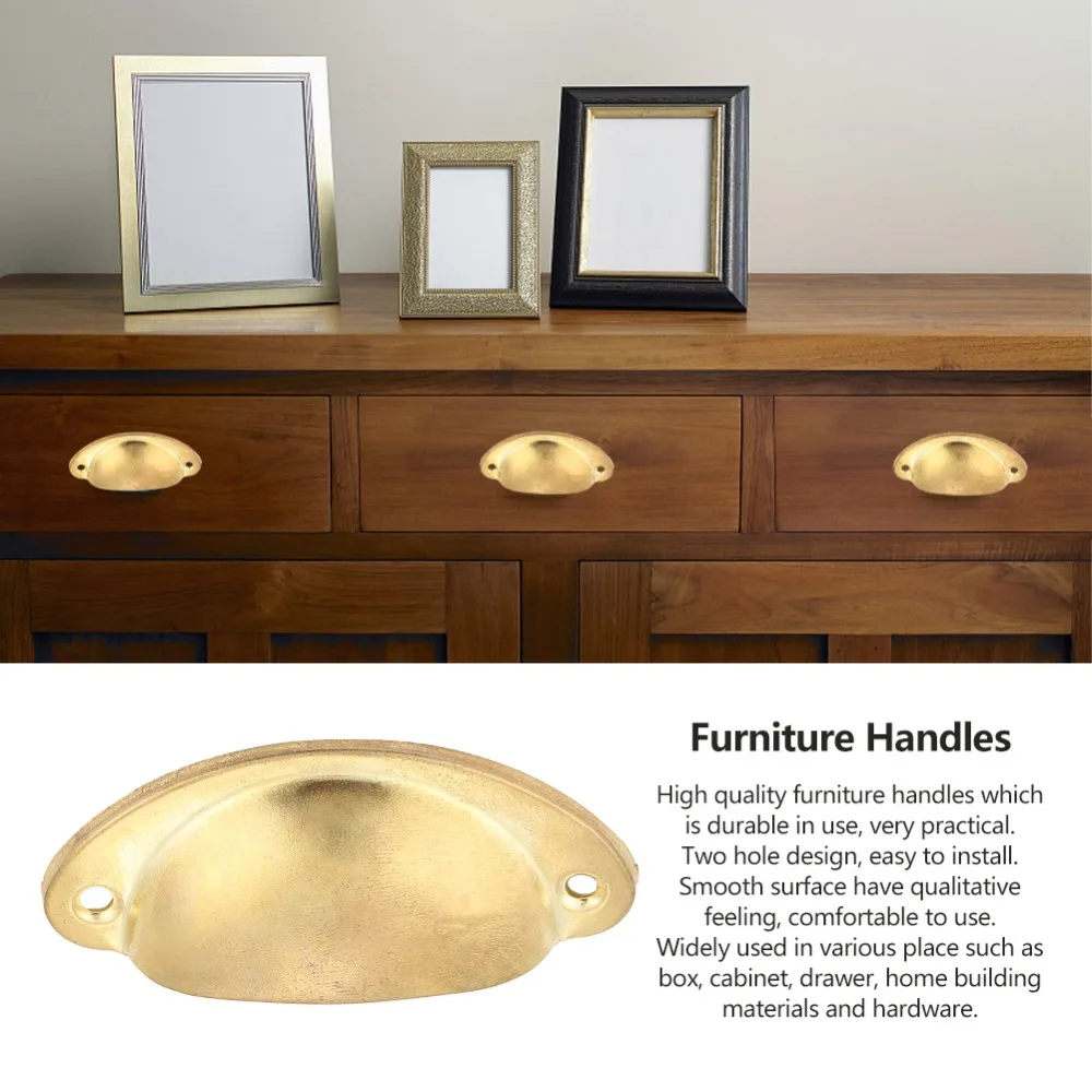 10pcs Antique Finish Shell Drawer Pulls With Screws Furniture Knob Retro Drawer Handles Cabinet Cup Pulls For Dresser