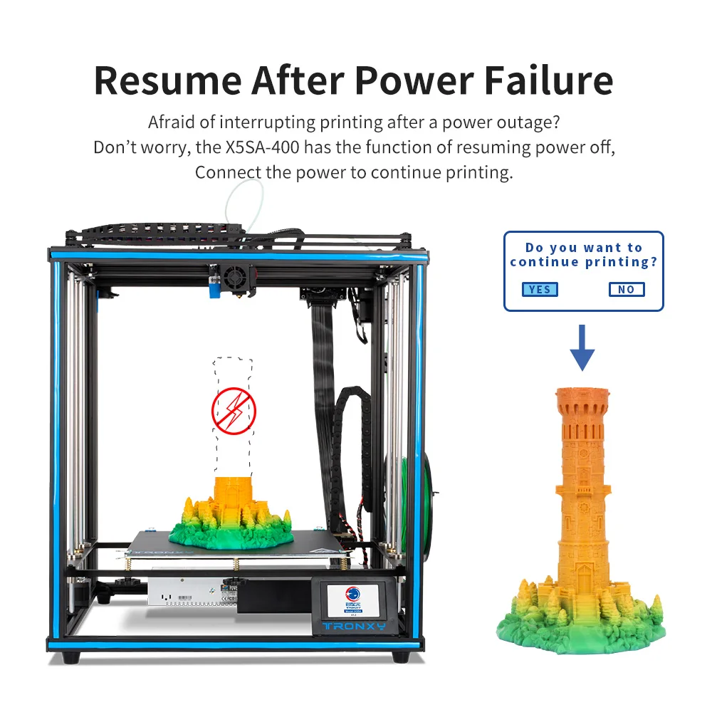 Imagem -04 - Tronxy-diy 3d Printer Kit X5sa X5sa400 Pro Upgrade Tamanho de Impressão Grande Tela Sensível ao Toque de Alta Precisão 400x400x400 mm Impressão 3d