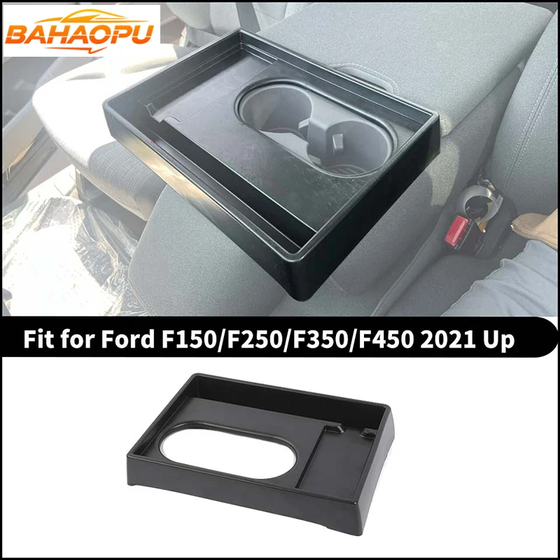 

BAHAOPU ABS Car front armrest cup holder storage box organizer Tray Fit For Ford F150/F250/F350/F450 2021 +,Interior Accessories