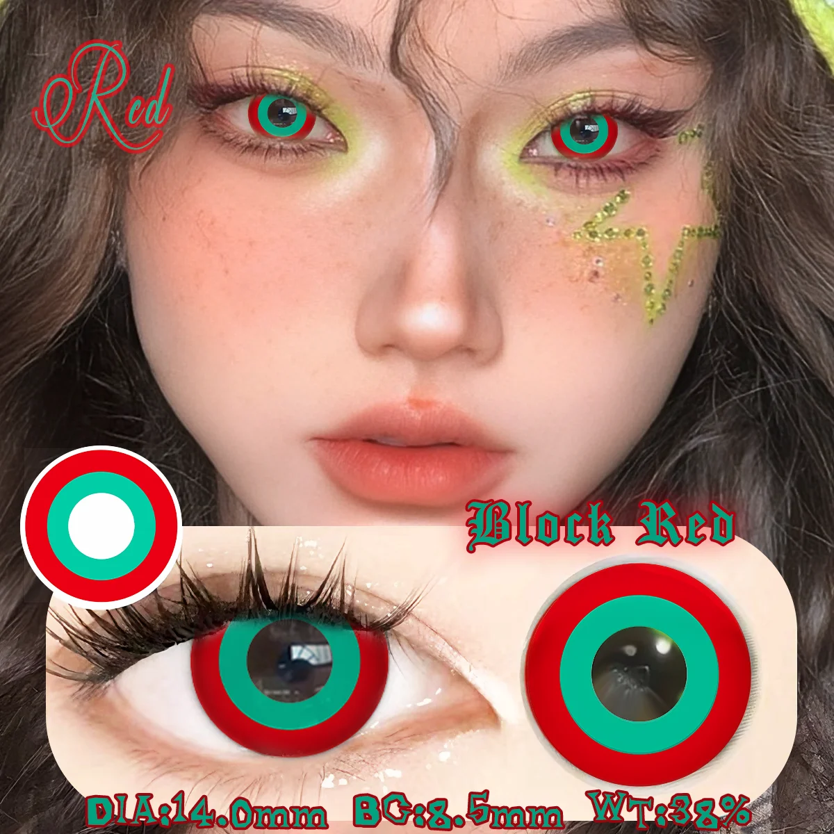 VISUASHOW Myopie Anime Cosplay Farbige Kontaktlinsen 1 Paar Stärke -1,00 bis 8,00 Halbjahres-Einweg-Augenschönheitslinsen für Make-up – Detail 5