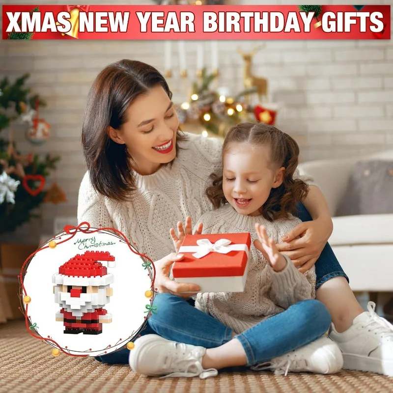 DIY Christmas Santa Claus Building Blocks Set Christmas Themed Brick Ornaments Mini Block Figures Birthday Gifts for Kids view 5