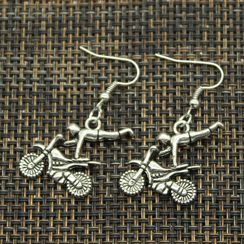 New Fashion Handmade Motorcycle Scooter Autocycle Motorcross Pendants Silver Color Earrings For Womens Style