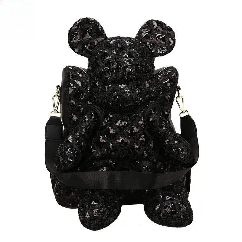 Women's Pink Mickey Mouse Shaped Tote Bag | Glitter Sequin Decor Soft Plush Cute Casual Daily Commute Shoulder Bag