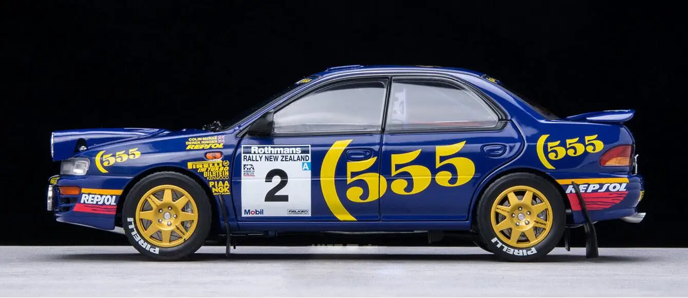 1/18 For 1955 Subaru Impreza 555 WRC 1994 New Zealand Colin Mcrae Model Car Night Battle Version Gift Display Collection