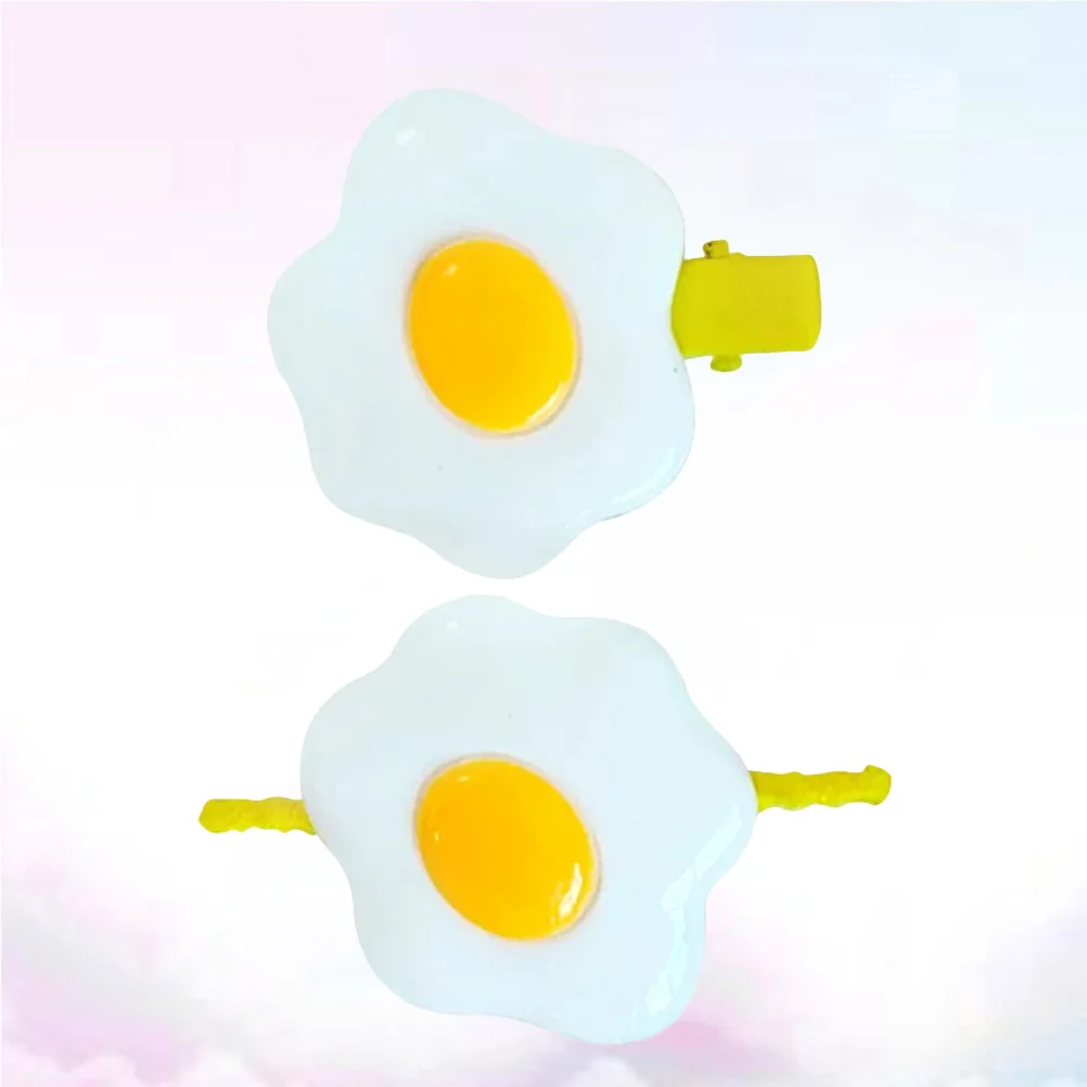 

1Pair Girl Hair Clips Hair Tie Set Bright Colors Plastic Omelette Shape Pretty Hairpins for Girls Women Daily Wear