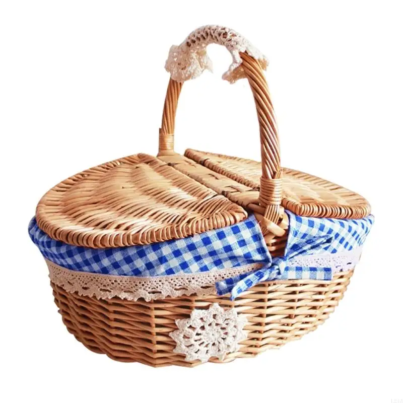 2025 Baru Handwoven Willow Storage Basket Ramah Pengguna Membalik Desain Top Portabel Penyelenggara Untuk Aktivitas Luar Ruang