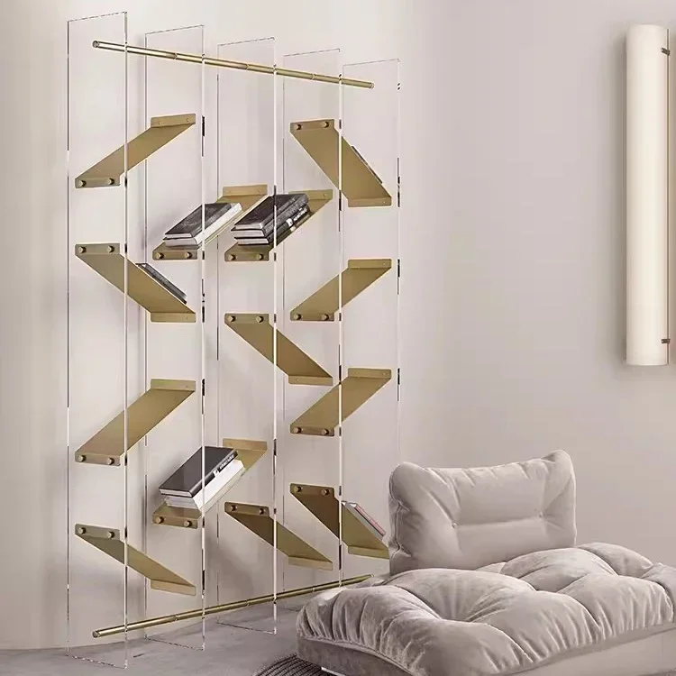 Acrylic Bookshelf Living Room Furniture Magazine Rack Commercial Hotel Stainless Steel Decorative Rack