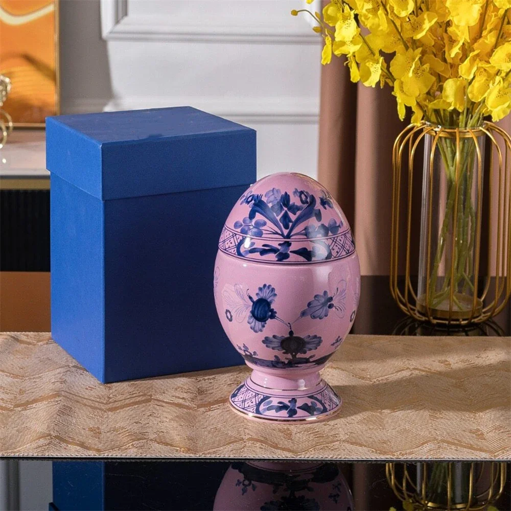 Italian Ceramic Egg Cup With Lid Egg Cup Desktop Art Restaurant Kitchen Supplies With Handles Cold Water Bottle Gift Box