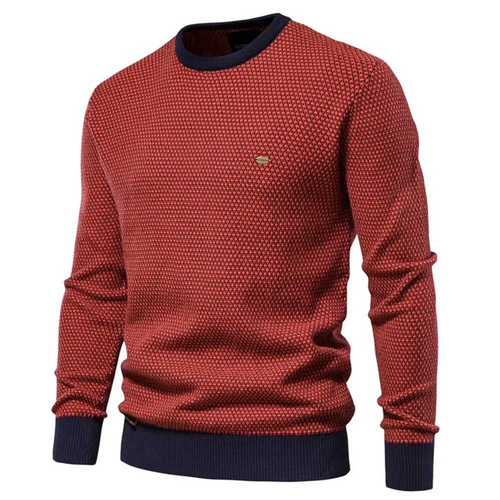 Cotton Spliced Pullovers Sweater Men Casual Warm O-Neck Quality Mens Knitted Sweater Winter Fashion Sweaters for Men Clothes