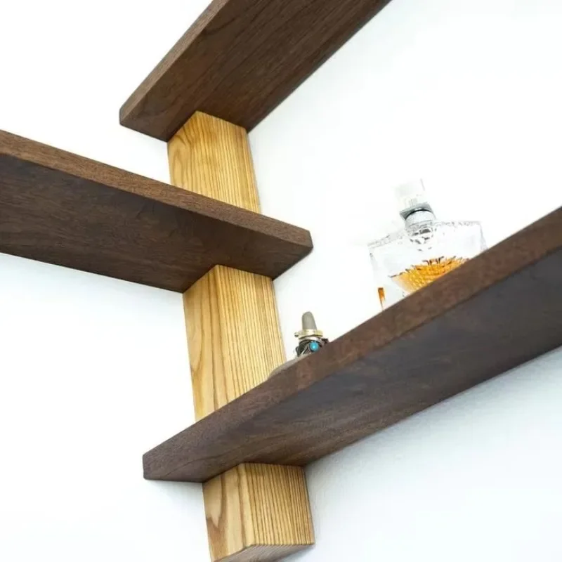 Polished Handmade Wood Wall Hanging Rack Home Ornament Flower Rack