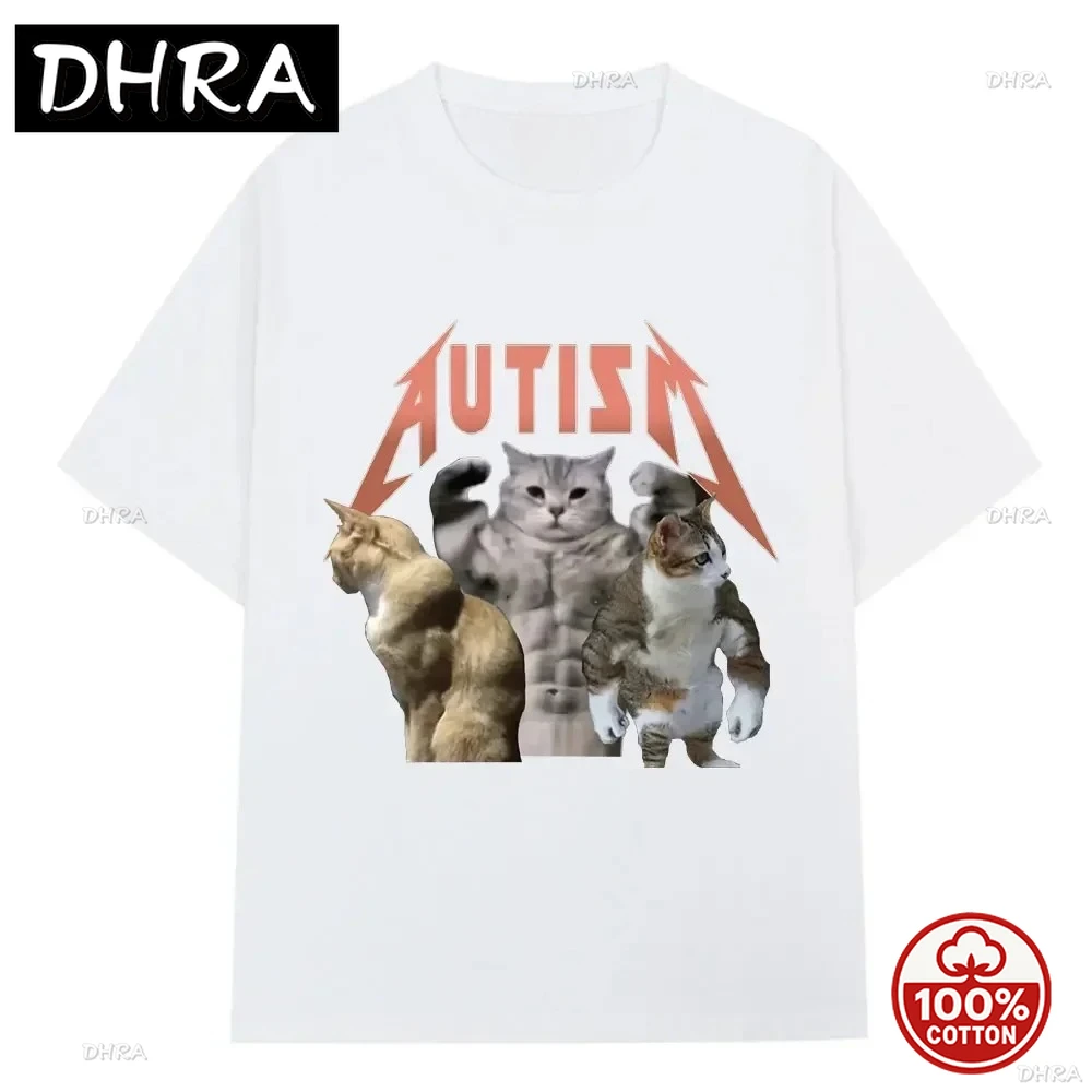 Buff Cats Autism Memory T-shirt Fitness Gym Fashion Hip Hop Short Sleeve T Men's Women's Summer High Street Printed T-shirt Top