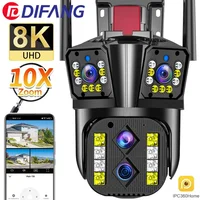 Cámara IP WIFI para exteriores, 16MP, 8K, HD, 10X, Zoom óptico, seguimiento automático, PTZ, cuatro lentes, tres pantallas, cámara de seguridad impermeable CCTV