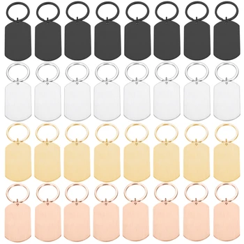 10 pçs etiqueta de identificação em branco aço inoxidável placa de nome militar chaveiro para acessórios diy logotipo personalizado nome feminino masculino chaveiro anel