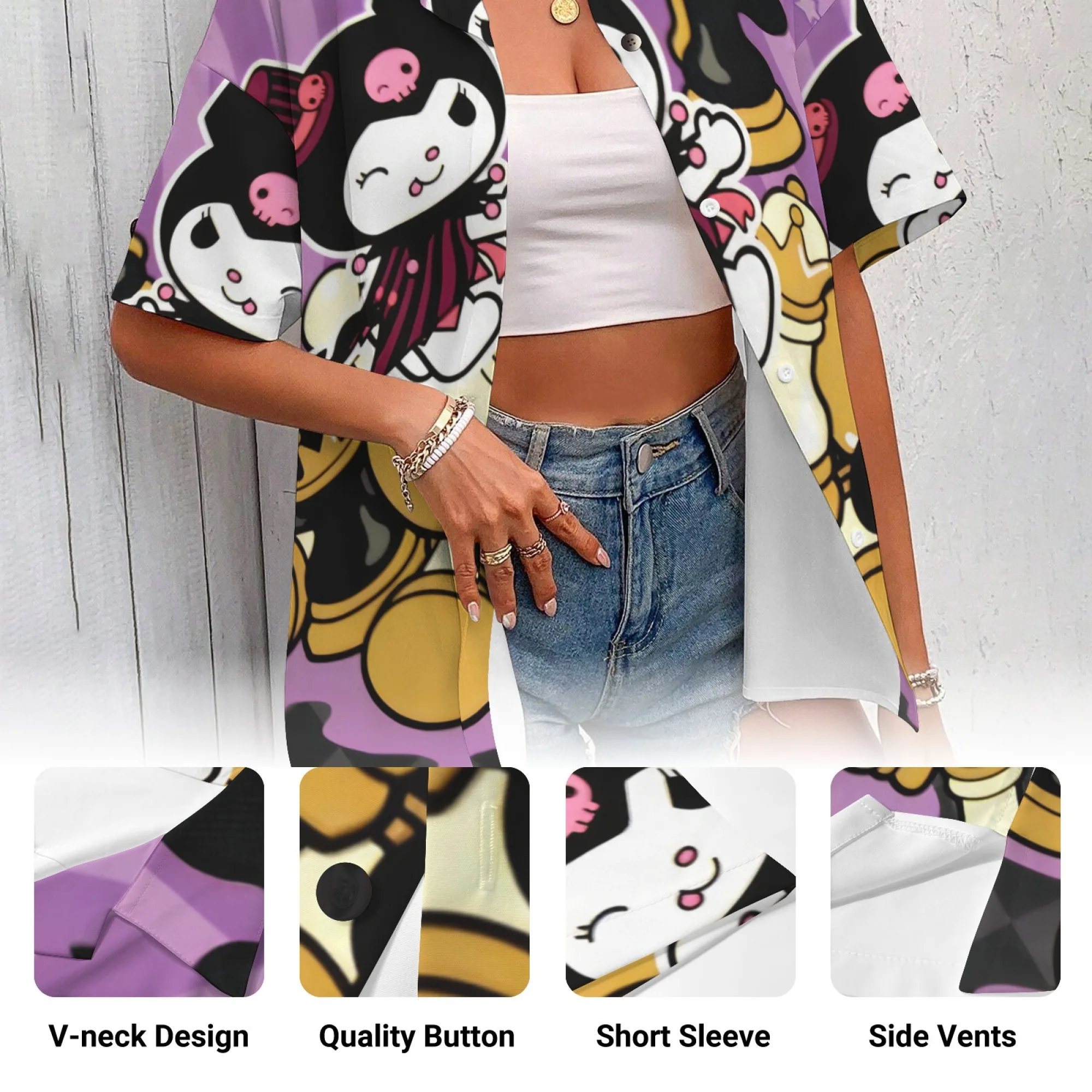 تي شيرت للنساء ملابس نسائية قمصان كورومي للفتيات من سن 11 إلى 12 سنة قميص كورومي للأطفال ملابس للسيدات Y2k تي شيرت كبير الحجم