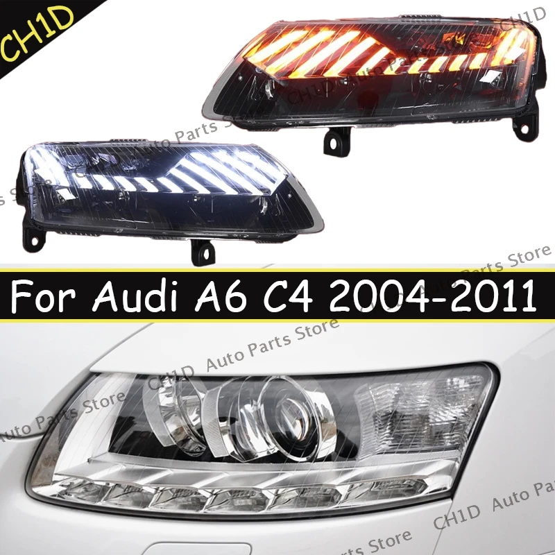 

Audi Auto Parts For Audi A6 2004-2011 Headlights LED Turn Signal High Beam Angel Eye Projector Lens Near light low beam