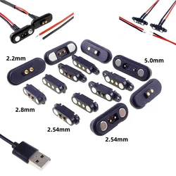 1 3 5 Pcs 2A12V Magnetic PogoPin Connector 2Pin Male Female 2.54 2.8 4.0 5.0 MM Spring Loaded High Current DC Power Socket