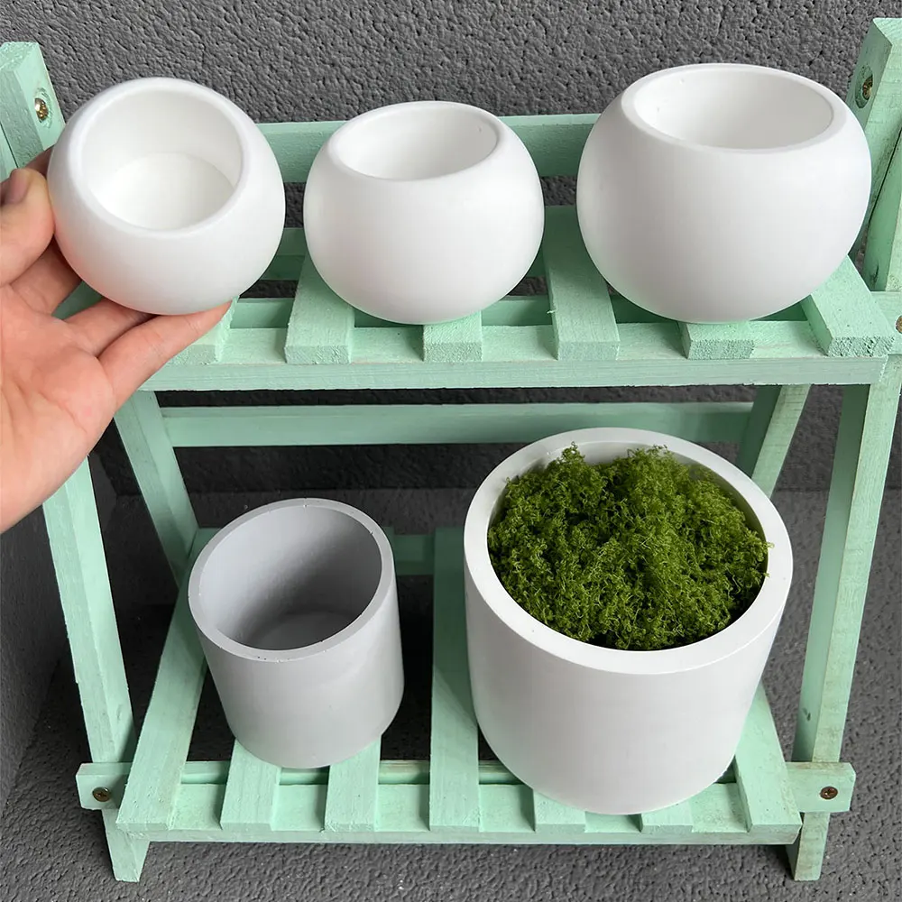Spherical Plant Pot Concrete Silicone Mold Round Indoor Flowerpot Cement Mold Candle Vessel Plaster Epoxy Resin Mold DIY