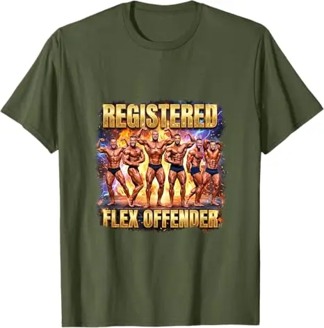 2026 New Arrival Gym T-Shirt Y2k Funny Lifting Shirt - Registered Flex Offender Meme Joke Saying Tee Novelty Gift Men Clothing