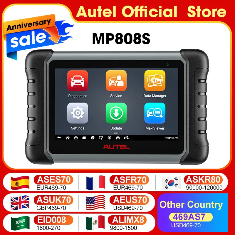 Autel MaxiPRO MP808S Diagnostic Tools Bi-directional Control OBD2 Professional Automotive Scanner ECU Coding PK MK808BT PRO