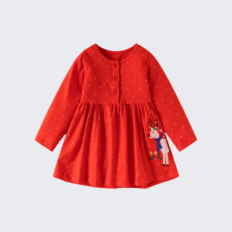 

Girls' Dress Autumn Winter New Style Round Neck Long Sleeve Fashionable Little Girl Dress
