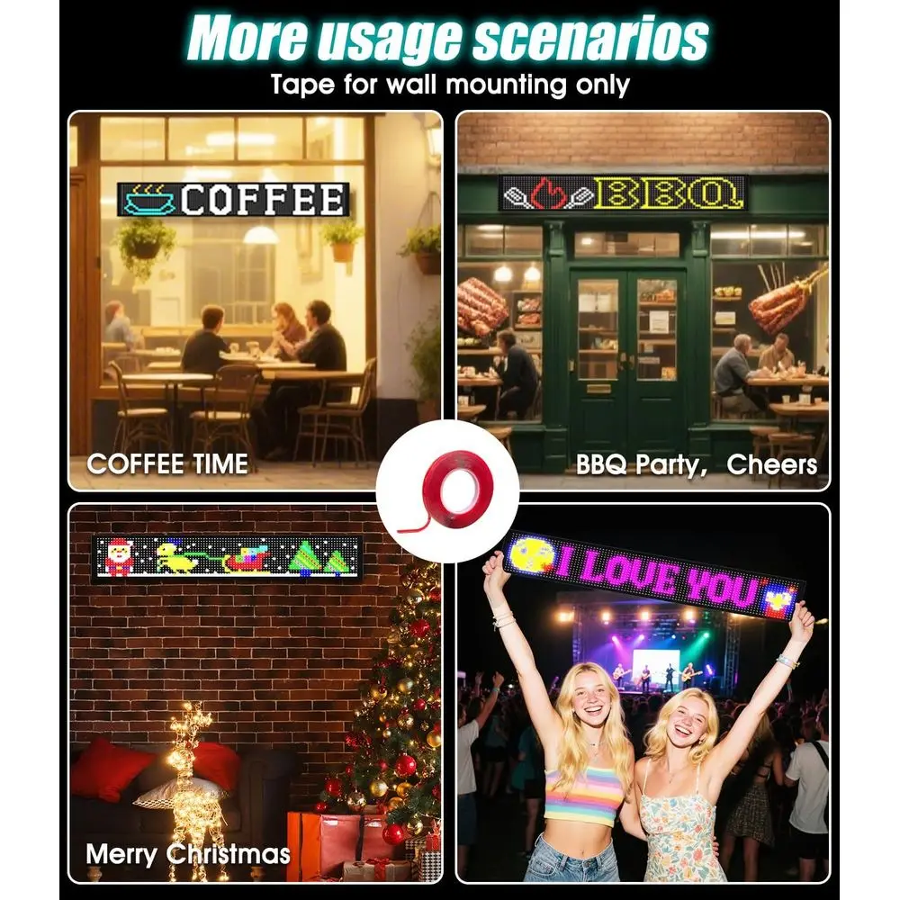 Grandi luci animate per parabrezza per SUV e camion, 35,4x7,5, schermo morbido flessibile, telecomando e controllo APP, confezione da 1