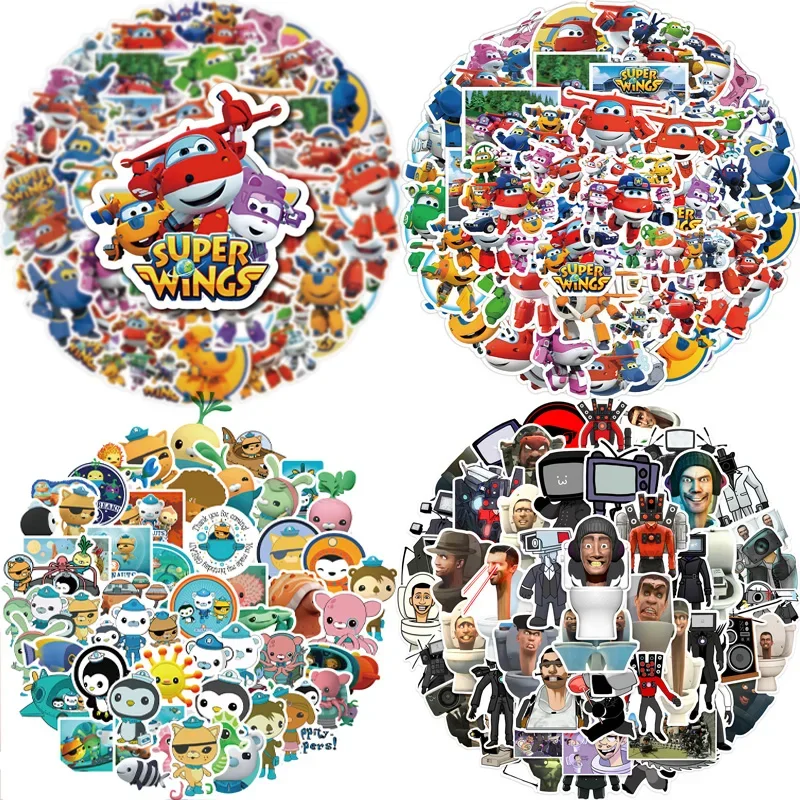 Super Wings Anime Cartoon Stickers PVC DIY Decoration Skateboard Laptop Luggage Bike Motorcycle Phone Car Window Wall Decals