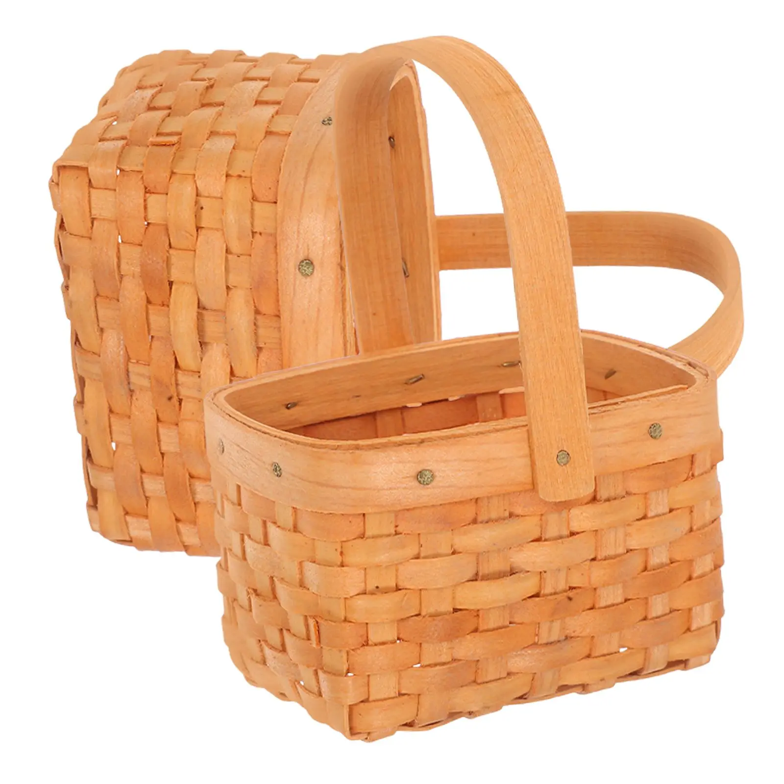 

2 Pcs Mini Handwoven Wooden Baskets Compact Lightweight Birthday Party Gift Candy Decor Storage Baskets Versatile Use