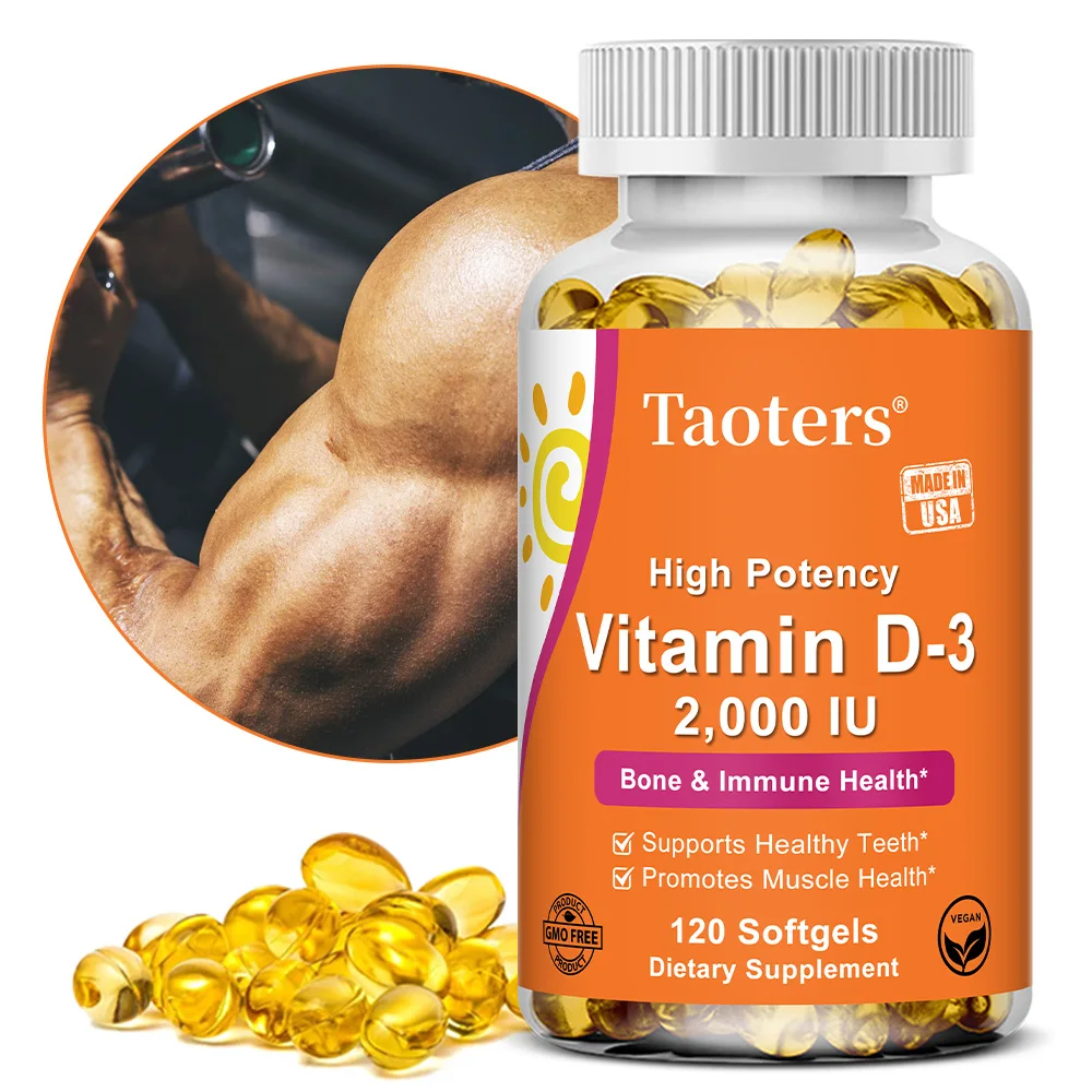 

Vitamin D3 2000 IU Capsules - High Potency, Supports Immune & Bone Health, Promotes Healthy Muscle Function, Teeth Health