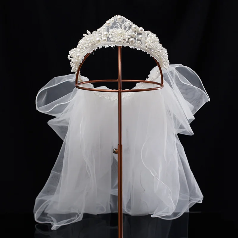 

Head Ring Wedding Veils Shoulder Length Veil Lace Appliques Beaded Pearl One Layer Wedding Veils With Comb Bridal Veil