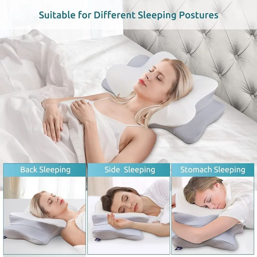 

Cervical Pillow for Neck and Shoulder,Contour Memory Foam Pillow,Ergonomic Neck Support Pillow for Side Back Stomach Sleepers