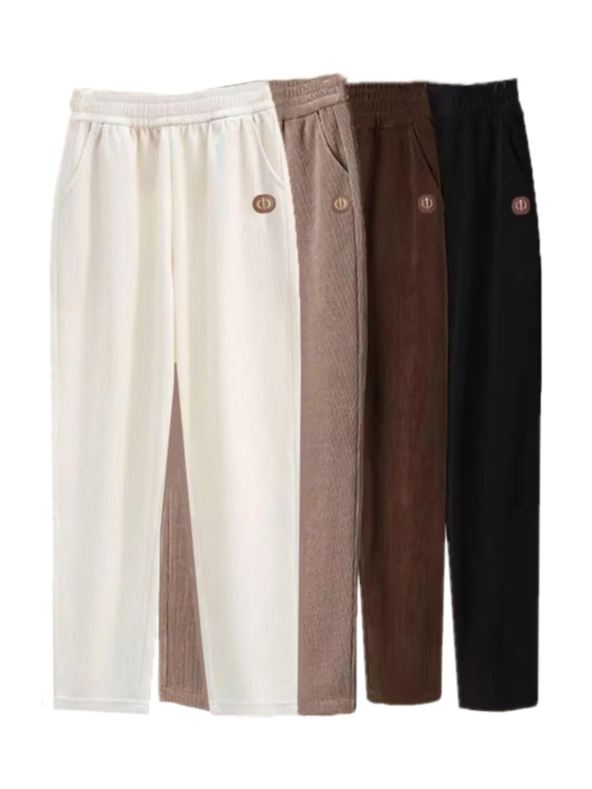 Pantalones de pana para mujer invierno 2024 nuevos pantalones Harlan informales sueltos Sle cintura alta nueve puntos versión coreana