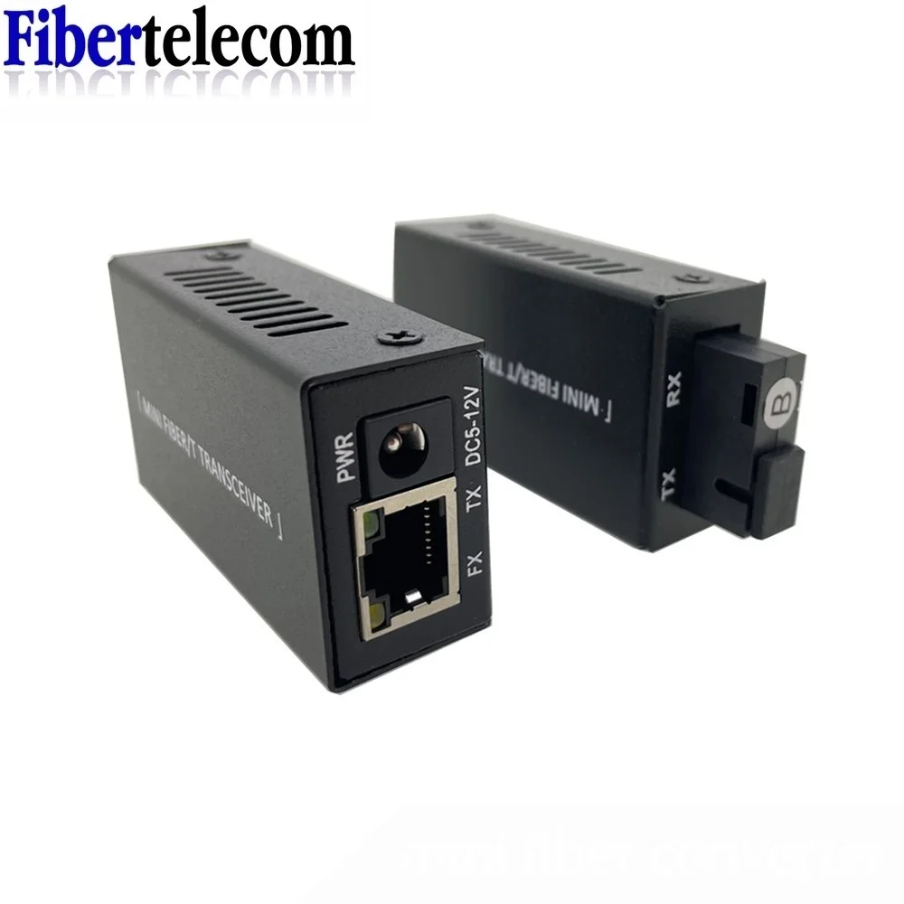 1Pair Mini Gigabit Fiber Optical Media Converter 100/1000Mbps Optic Transceiver SC to RJ45 Ethernet Switch 20Km With EU Power