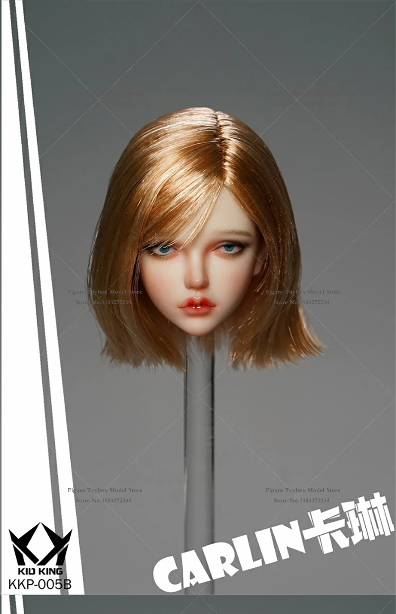 KID KING KKP005 1/6 CARLIN หุ่นจำลองแบบขยับตาได้ ดีไซน์หัวประณีต ผมสีน้ำตาลแดงหยิก ของเล่นตกแต่งสำหรับตุ๊กตาผู้หญิงขนาด 12 นิ้ว