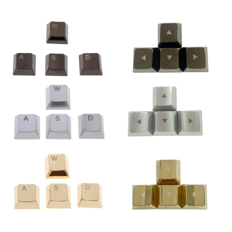 4PCS Elegant Zinc Alloy Replacement Keycaps Light Etched Detailing Keycap Set Perfect for Computer Mechanical Keyboards Dropship