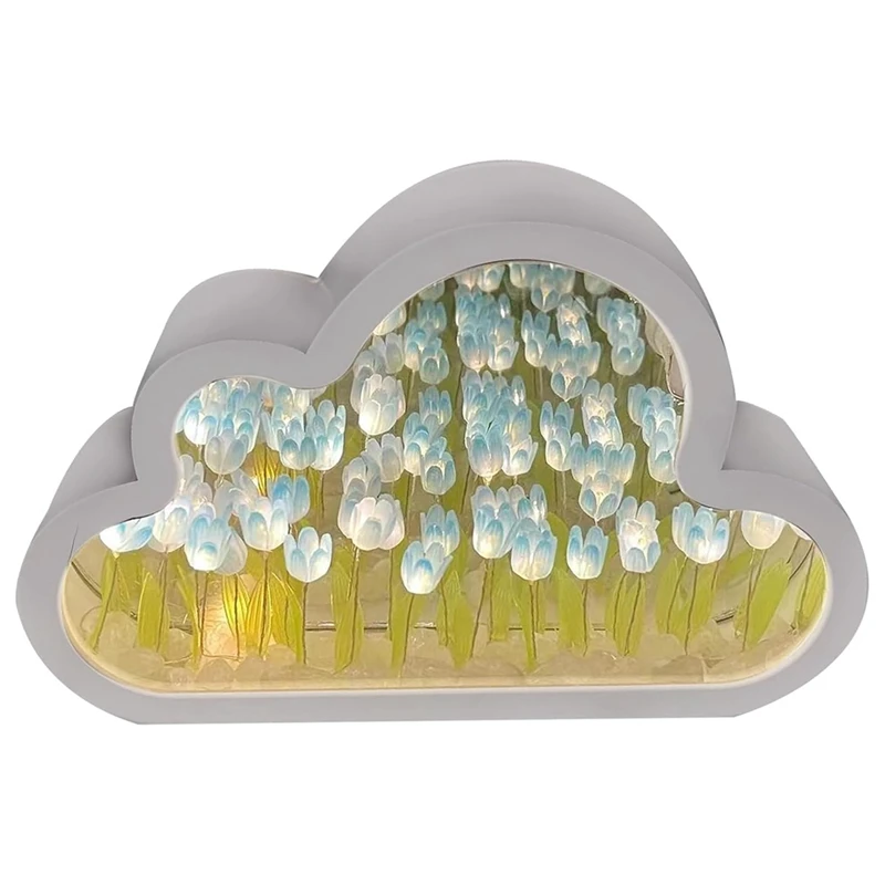 

Cloud Tulip Lamp Cloud Tulip Mirror Night Light Tulip LED Table Lights Table Lamp-Blue